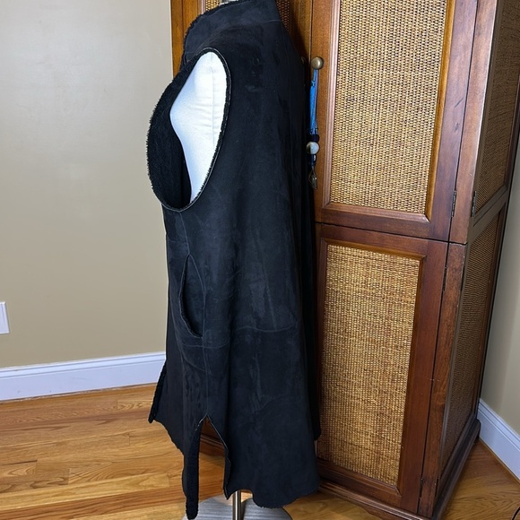 Eskandar Black Sleeveless Suede Leather shearling Vest Sz1 Large - Picture 3 of 8